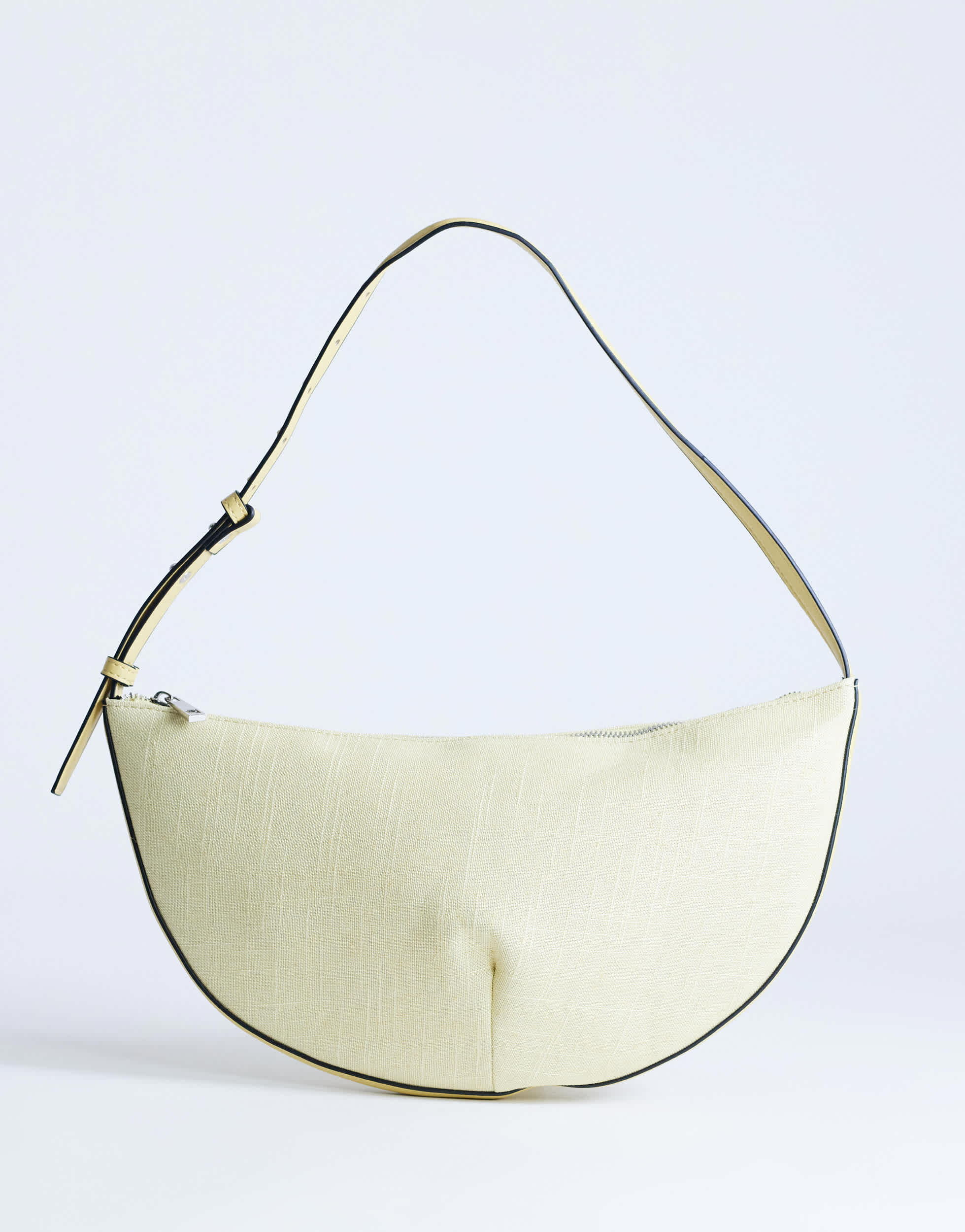Topshop Curly medium canvas scoop shoulder bag in lemon
