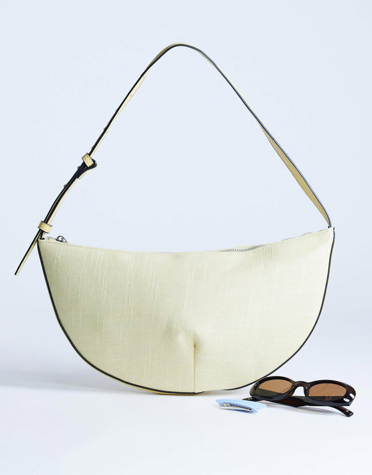 Topshop Curly medium canvas scoop shoulder bag in lemon
