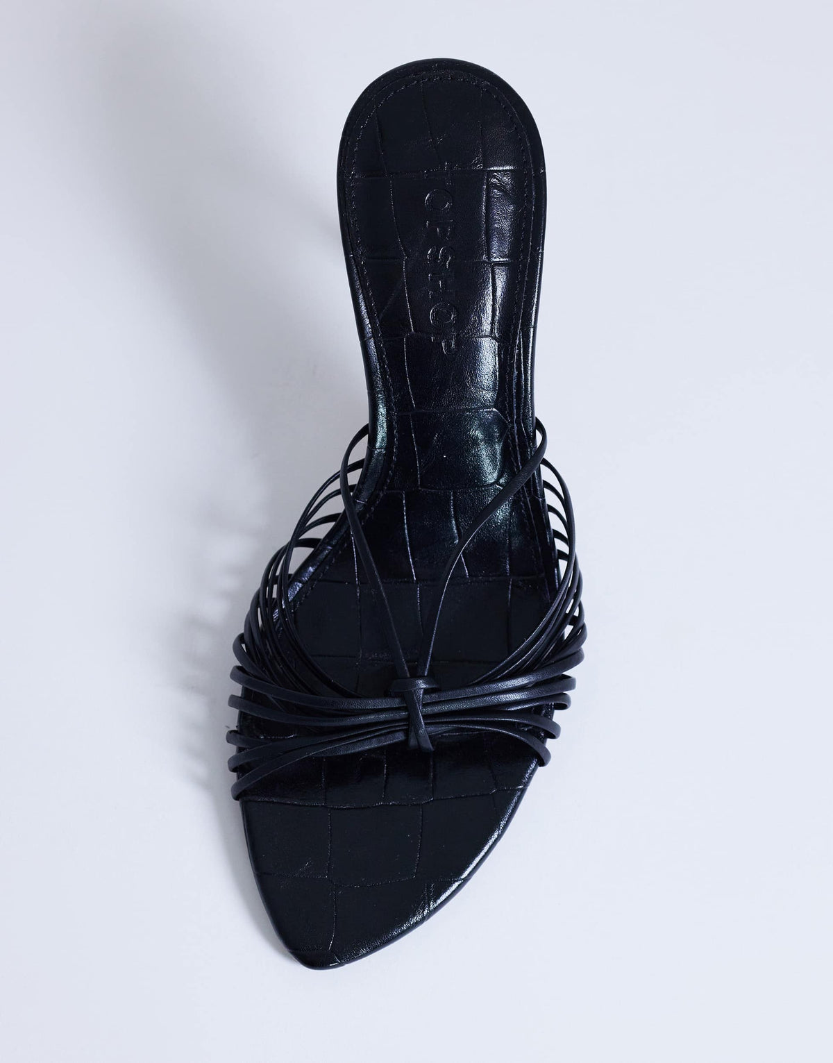 Topshop Simba strappy mule high sandal in black