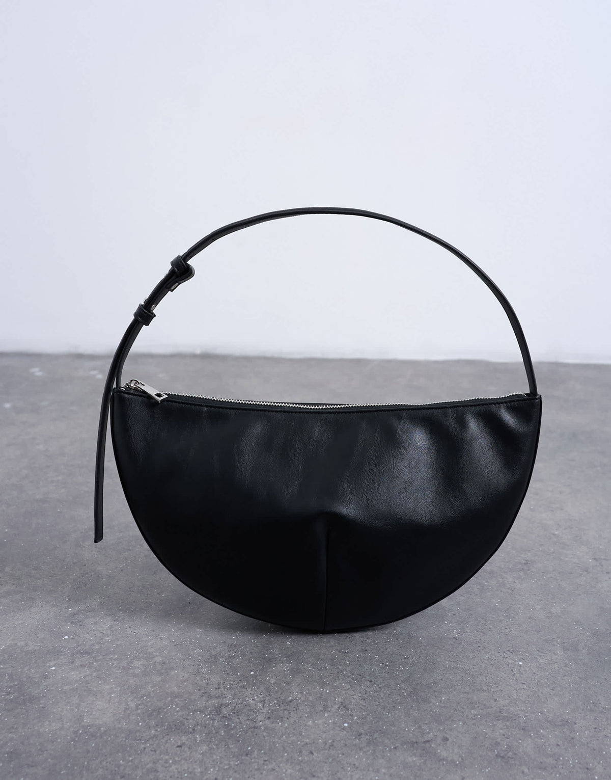 Topshop Curly medium scoop shoulder bag in black