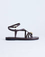 Topshop Sabrina metal toe flat sandal in chocolate