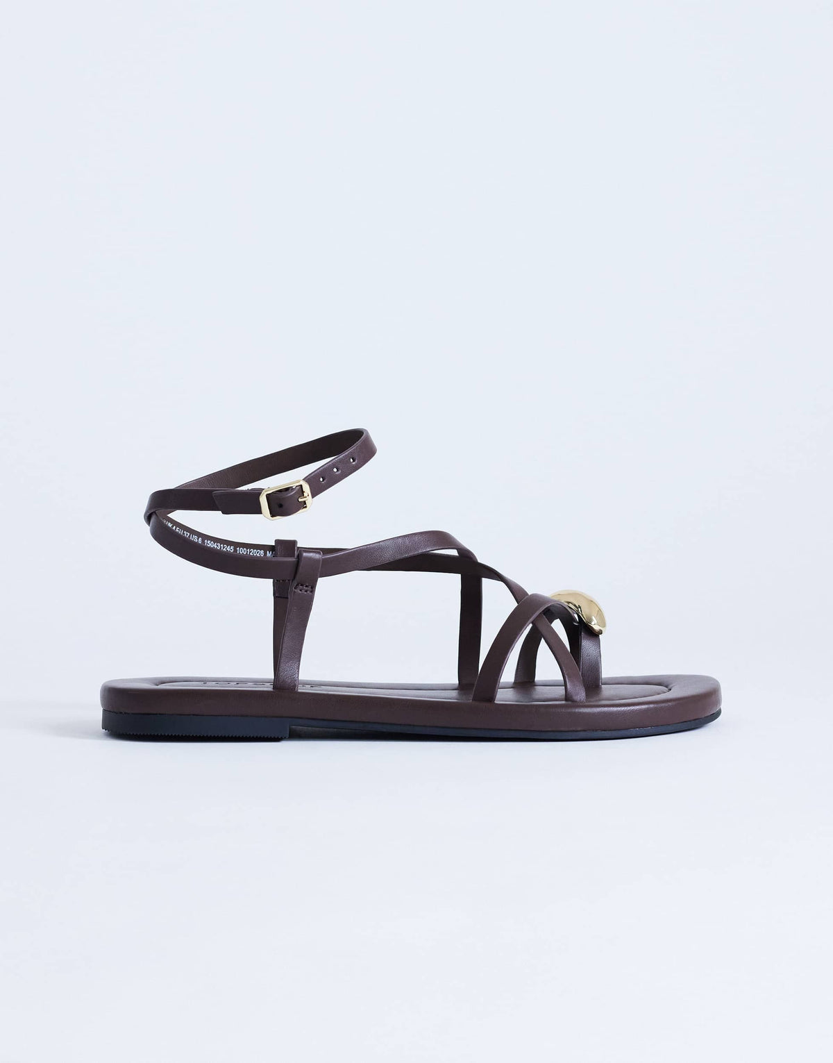 Topshop Sabrina metal toe flat sandal in chocolate