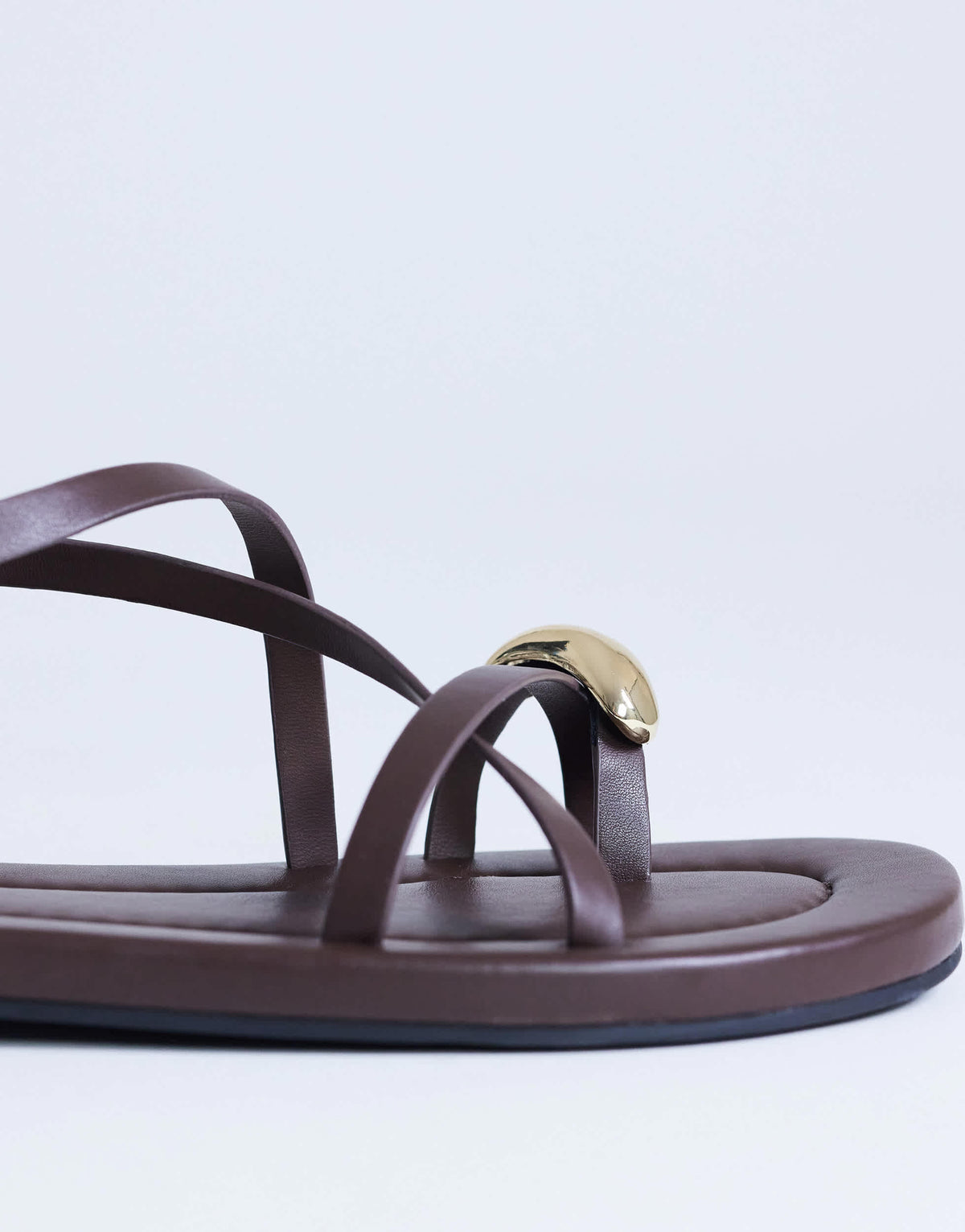Topshop Sabrina metal toe flat sandal in chocolate