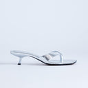 Topshop Solo strappy mule mid heel sandal in silver