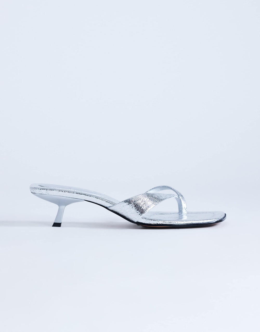 Topshop Solo strappy mule mid heel sandal in silver