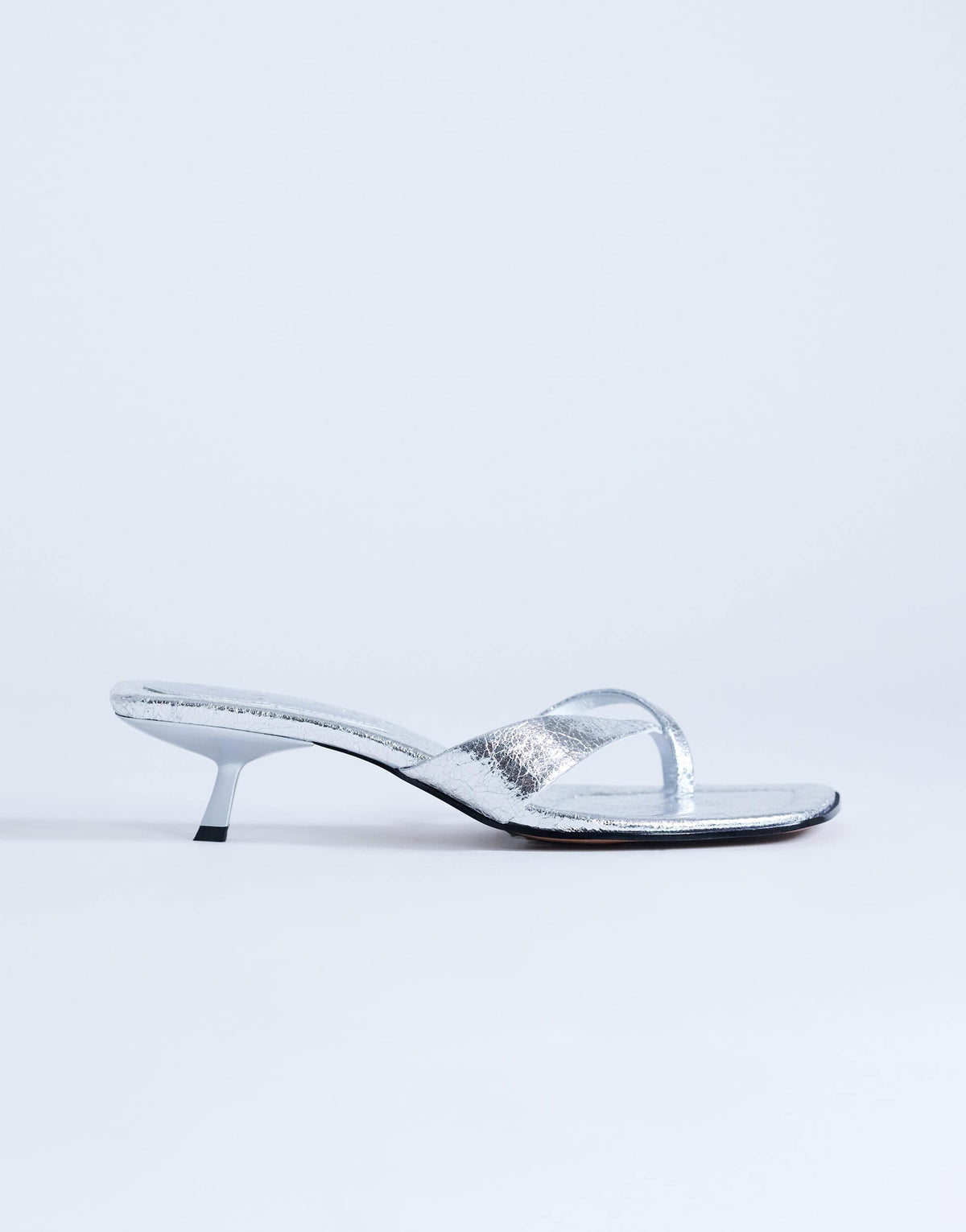 Topshop Solo strappy mule mid heel sandal in silver