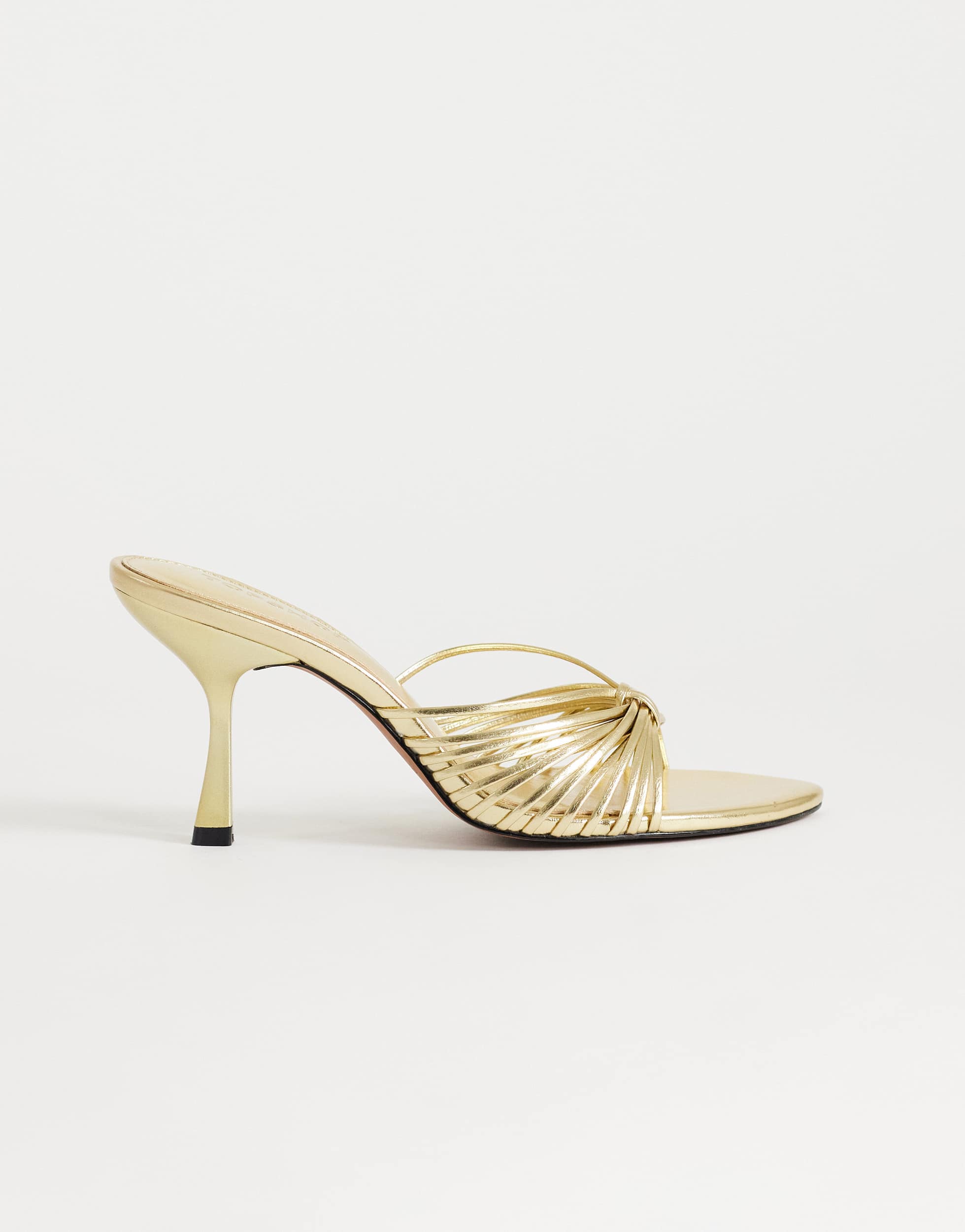 Topshop Simba strappy mule high sandal in gold