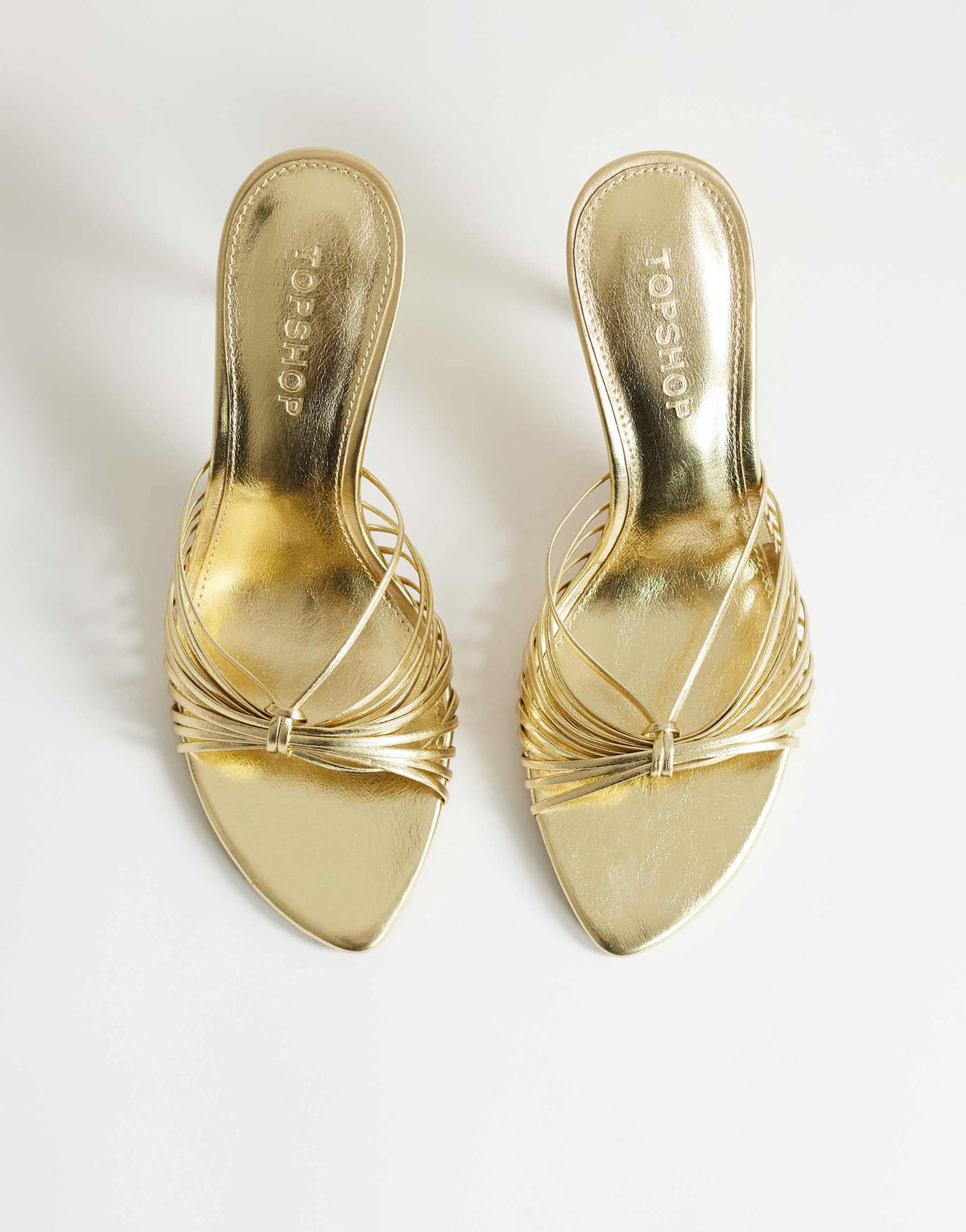 Topshop Simba strappy mule high sandal in gold