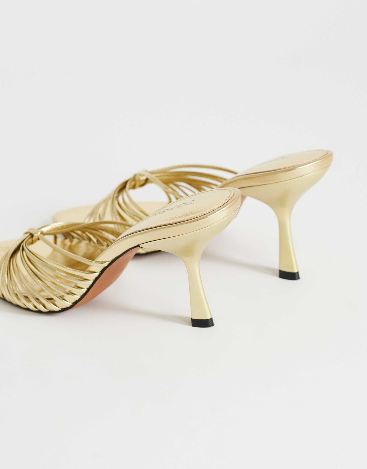 Topshop Simba strappy mule high sandal in gold