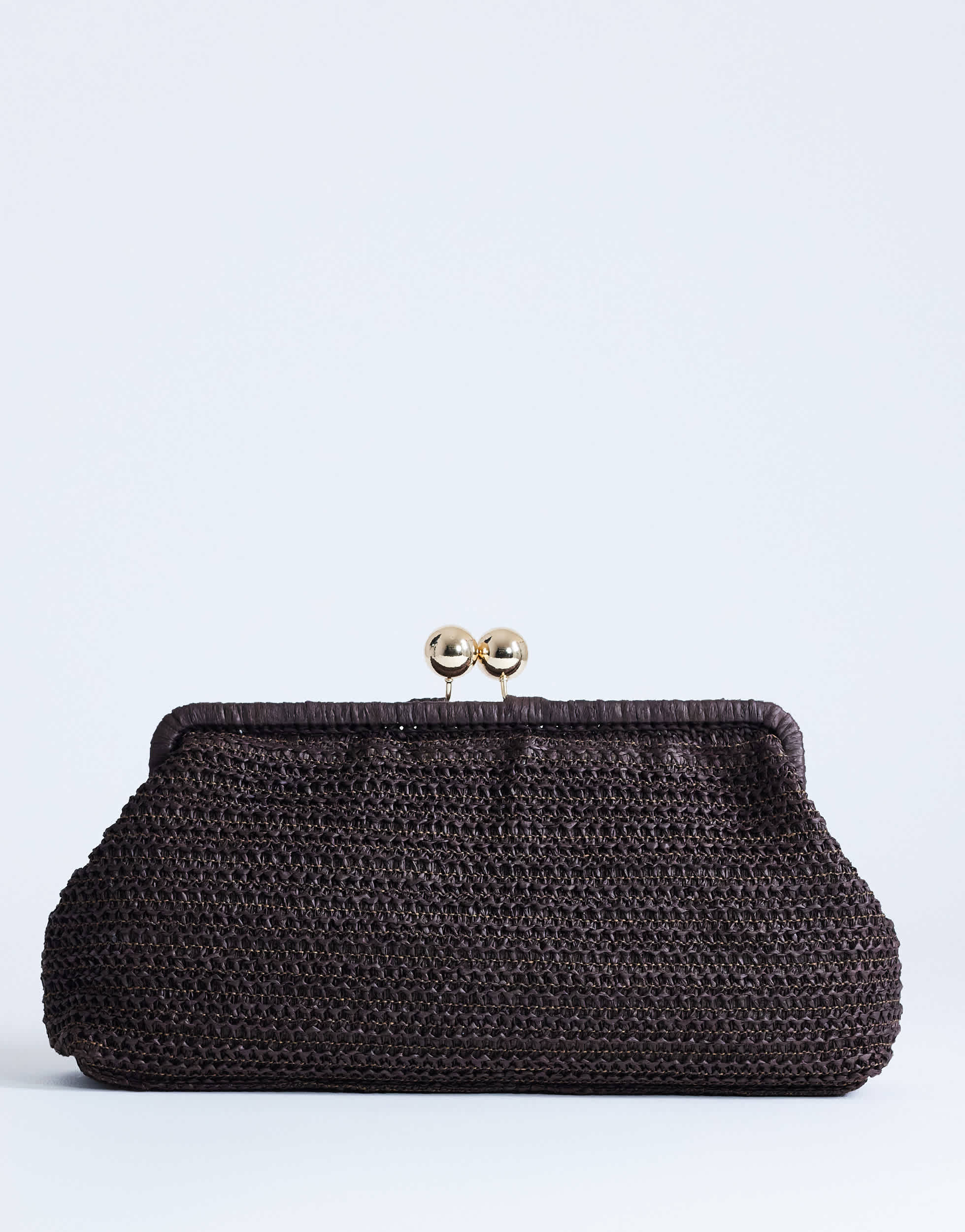 Topshop Abbie woven clutch bag in chocolate