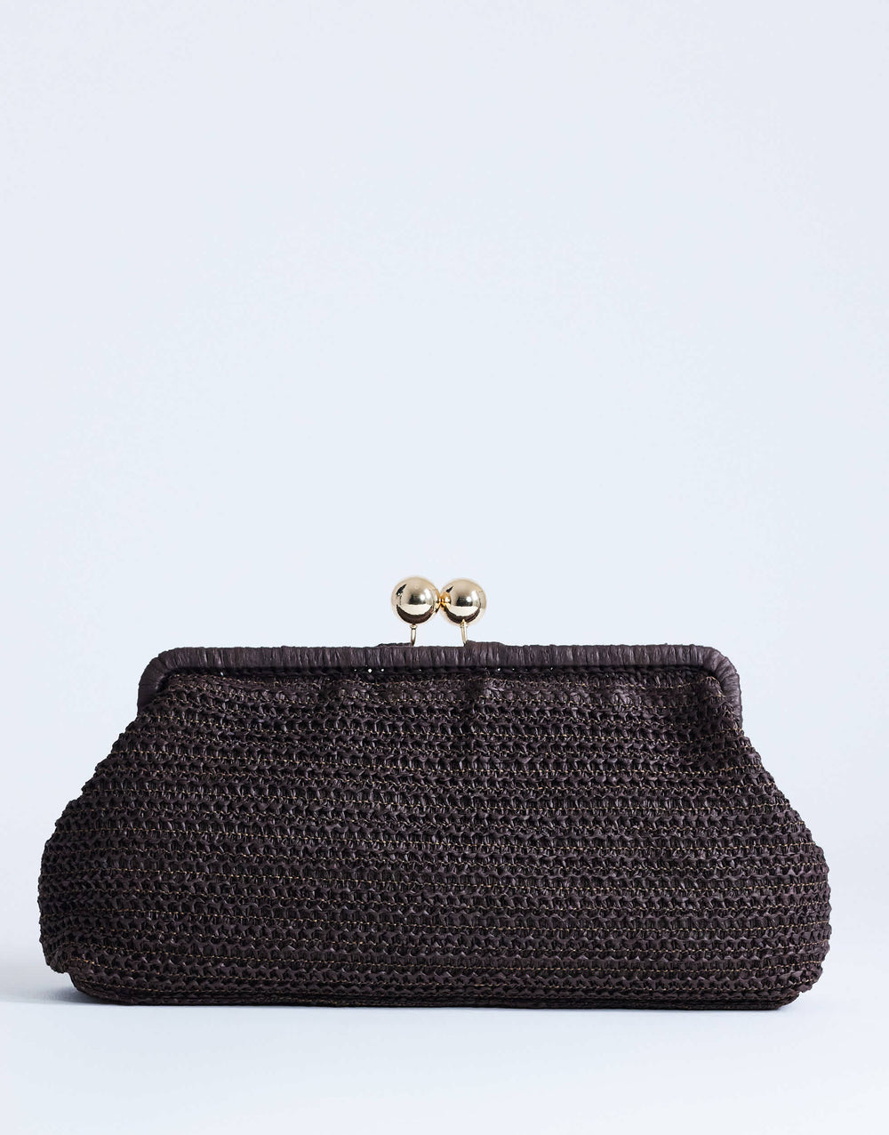 Topshop Abbie medium woven clutch bag in chocolate