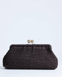 Topshop Abbie medium woven clutch bag in chocolate