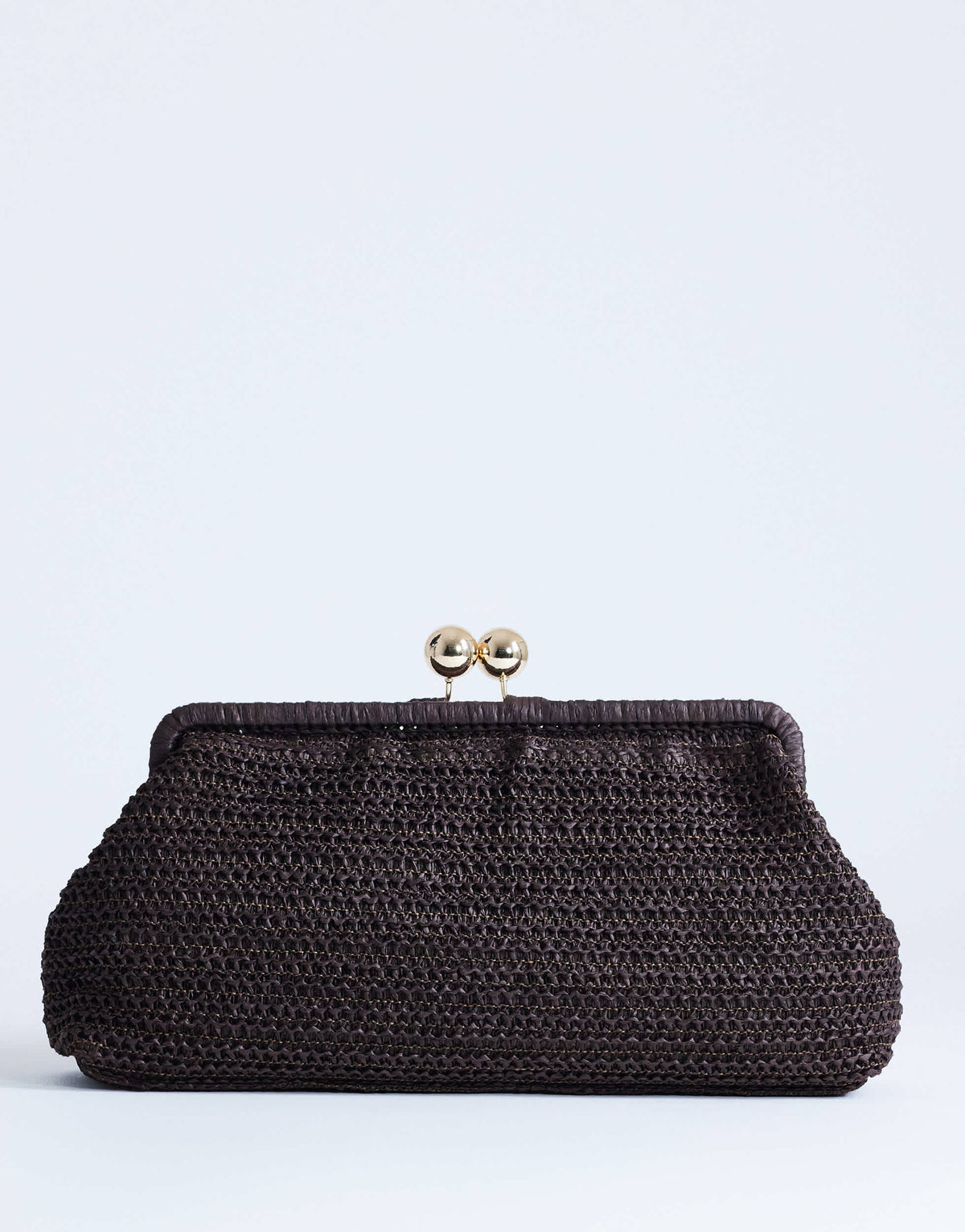 Topshop Abbie medium woven clutch bag in chocolate