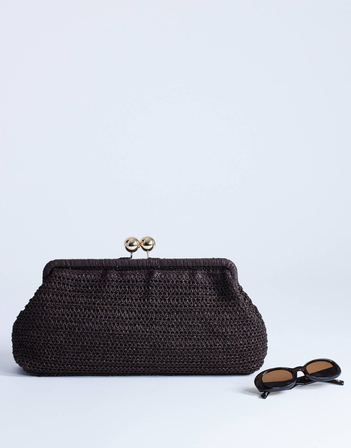 Topshop Abbie medium woven clutch bag in chocolate