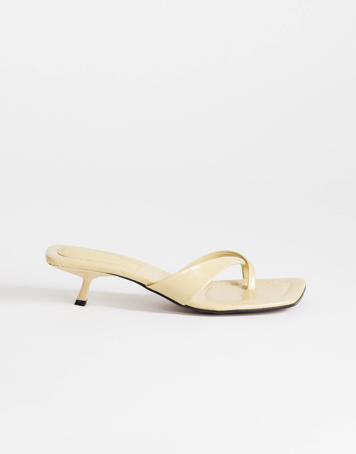Topshop Solo strappy mule mid heel sandal in buttermilk