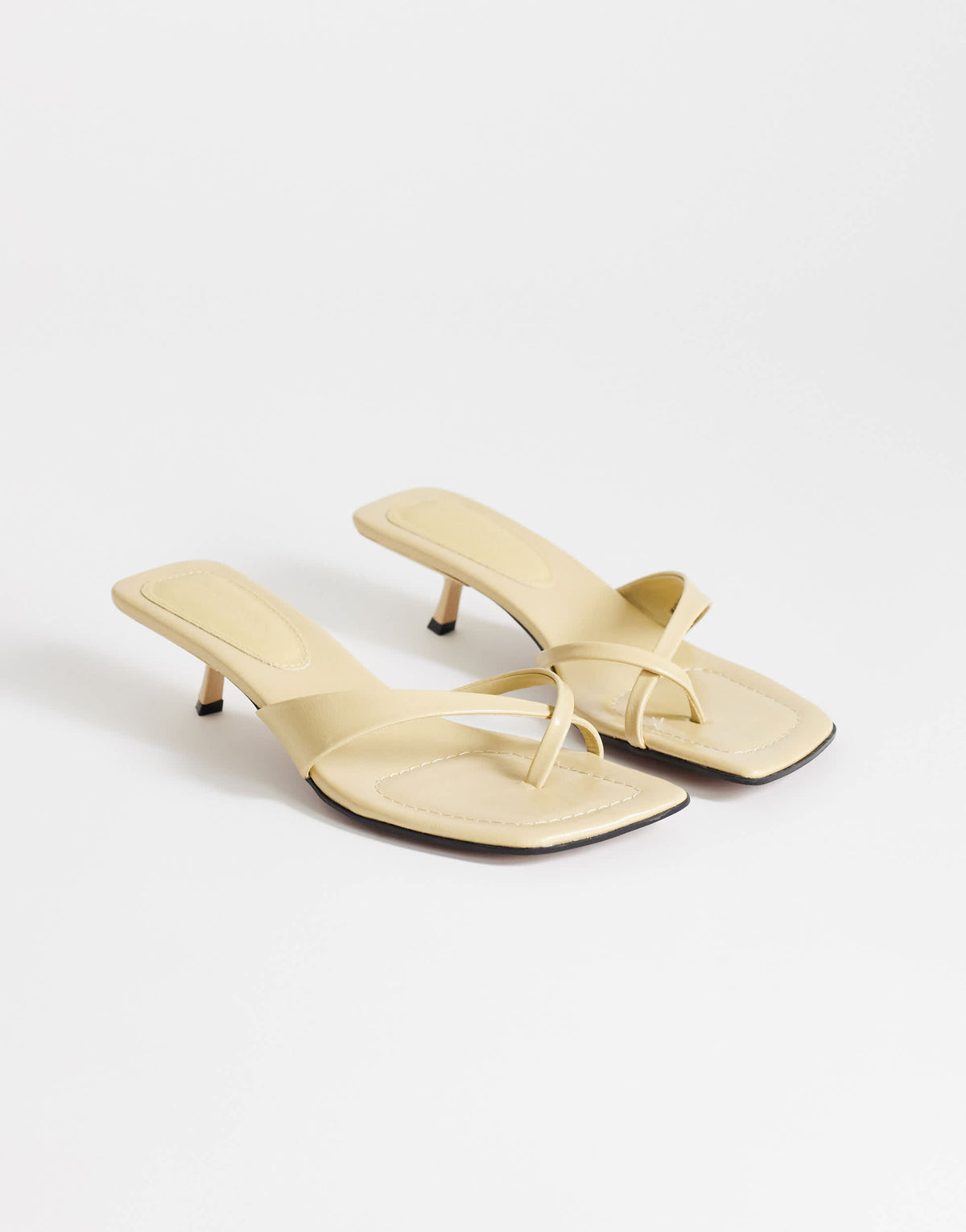 Topshop Solo strappy mule mid heel sandal in buttermilk