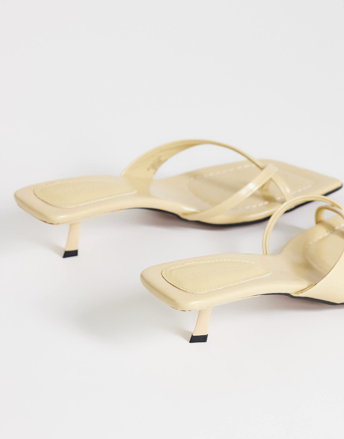 Topshop Solo strappy mule mid heel sandal in buttermilk