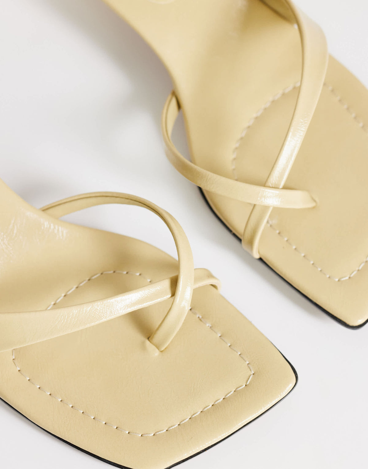 Topshop Solo strappy mule mid heel sandal in buttermilk