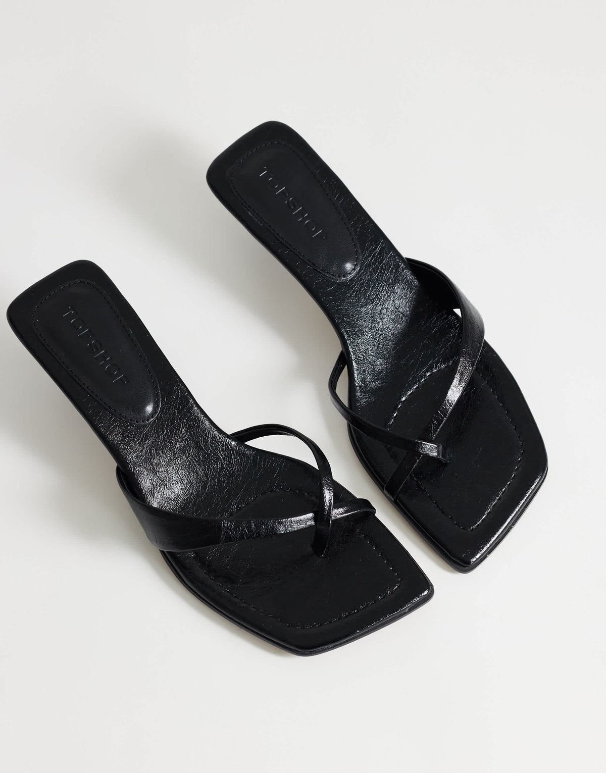 Topshop Solo strappy mule mid heel sandal in black