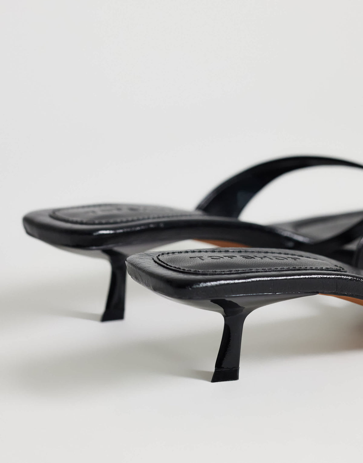 Topshop Solo strappy mule mid heel sandal in black