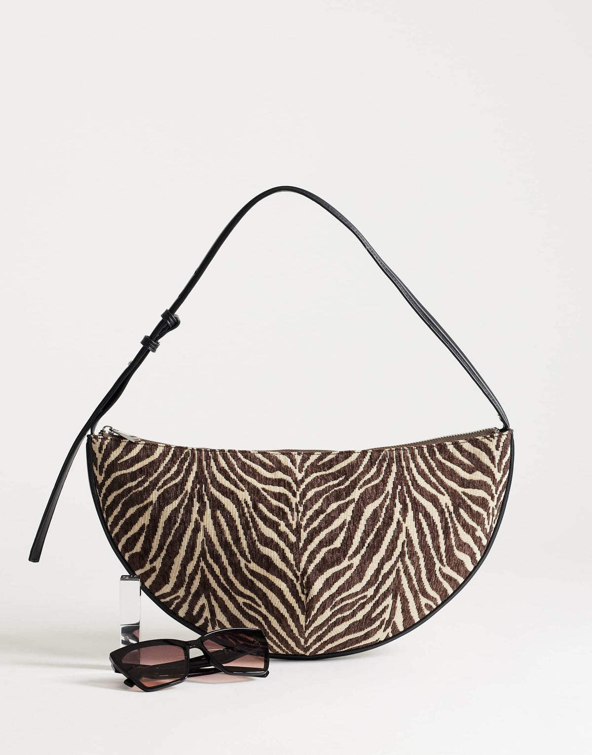 Topshop Curly medium canvas scoop shoulder bag in zebra