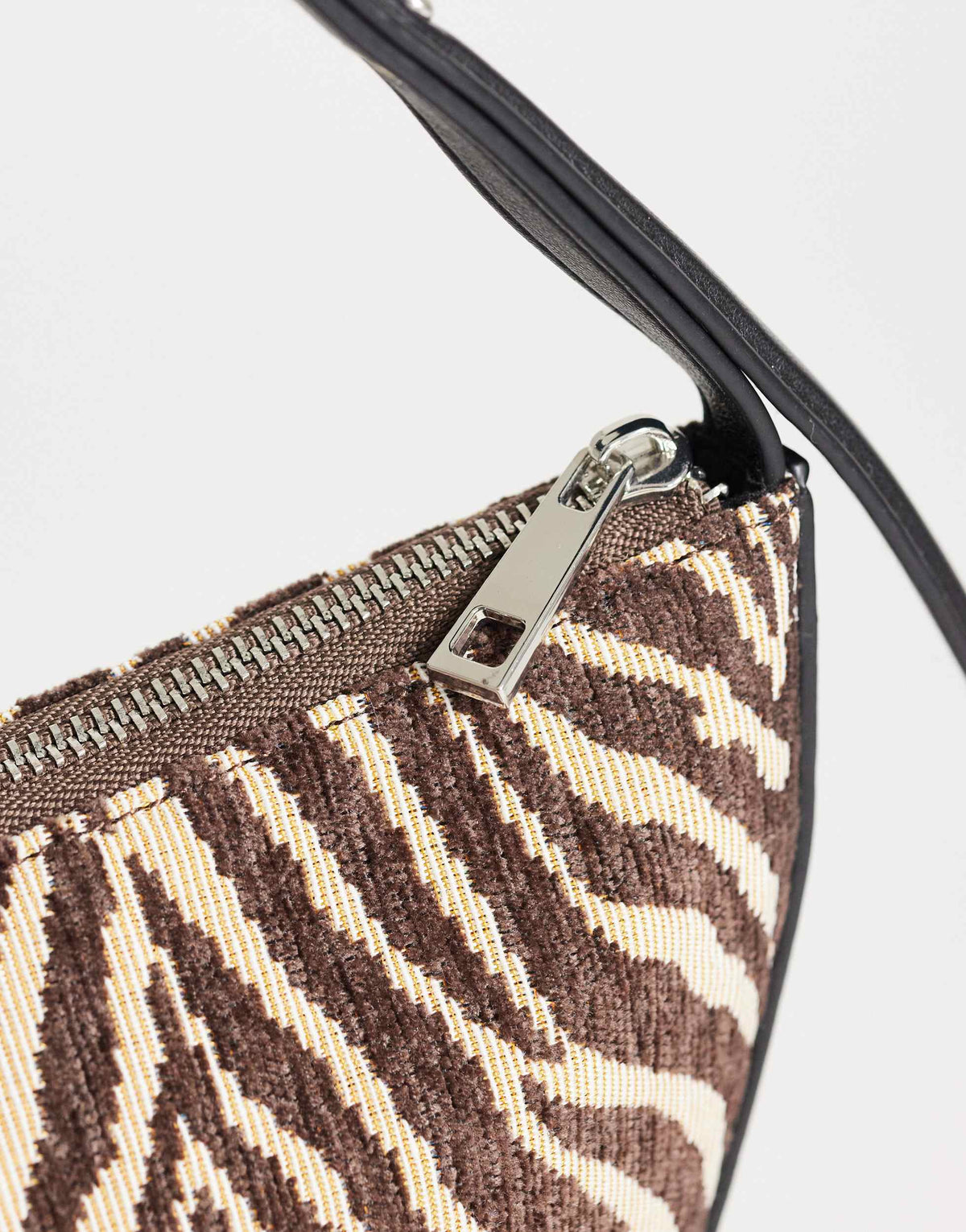 Topshop Curly medium canvas scoop shoulder bag in zebra