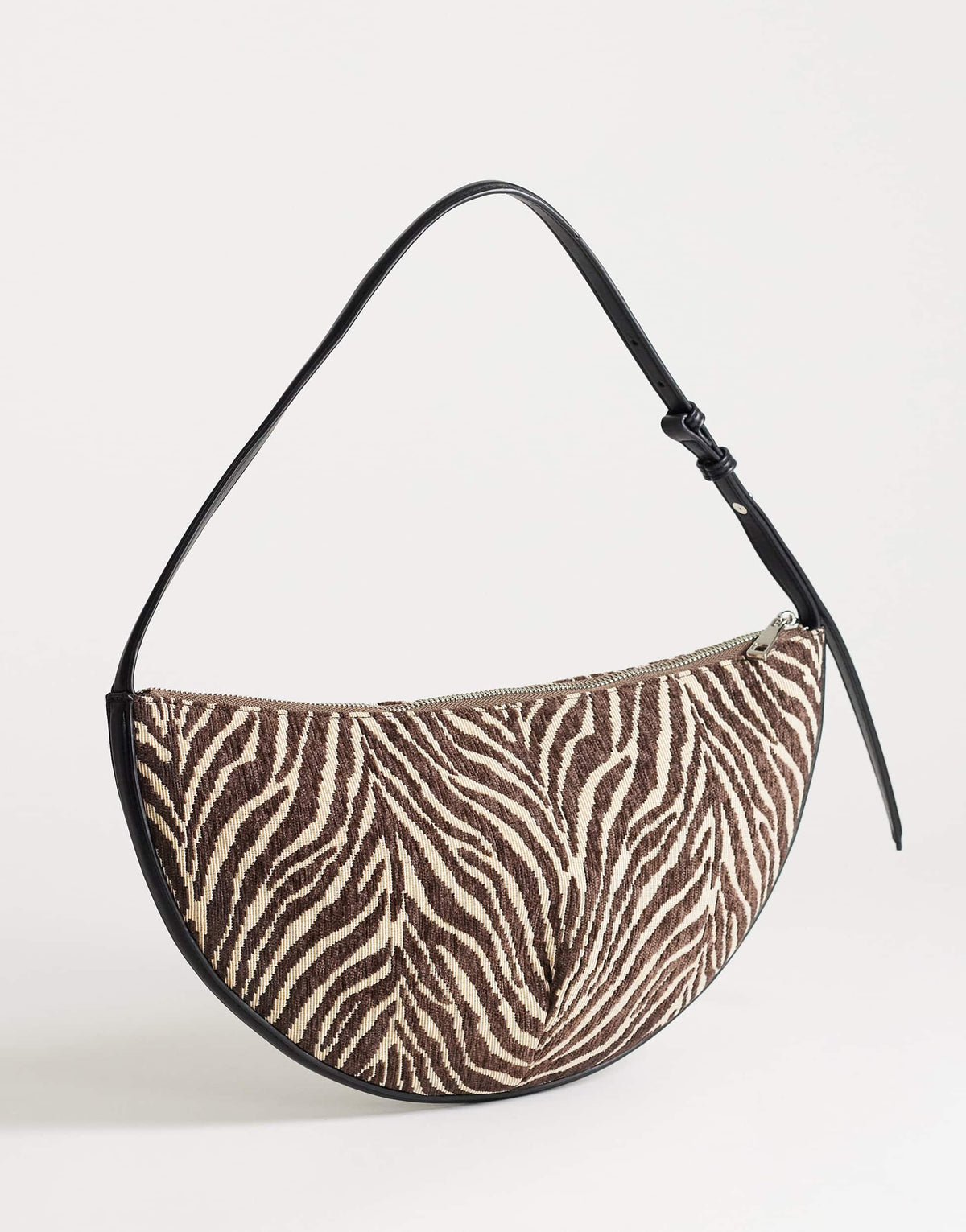 Topshop Curly medium canvas scoop shoulder bag in zebra