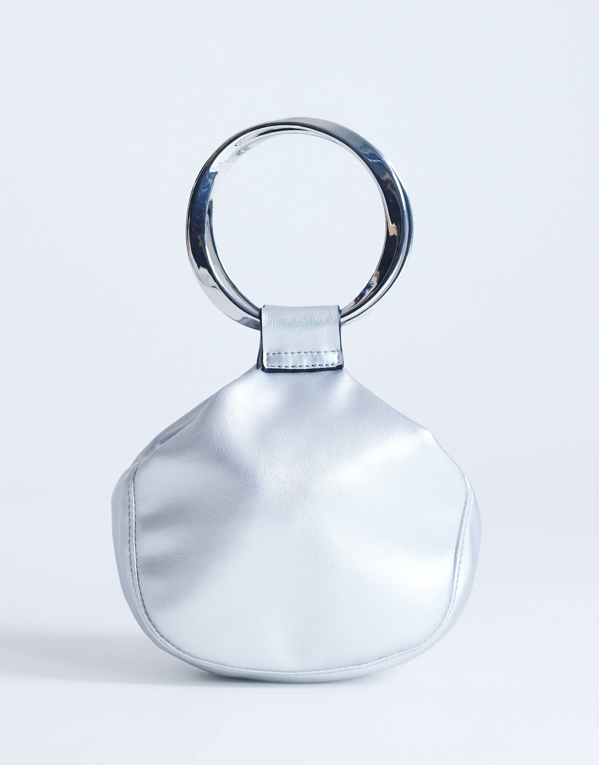 Topshop Cherry metal handle grab bag in silver