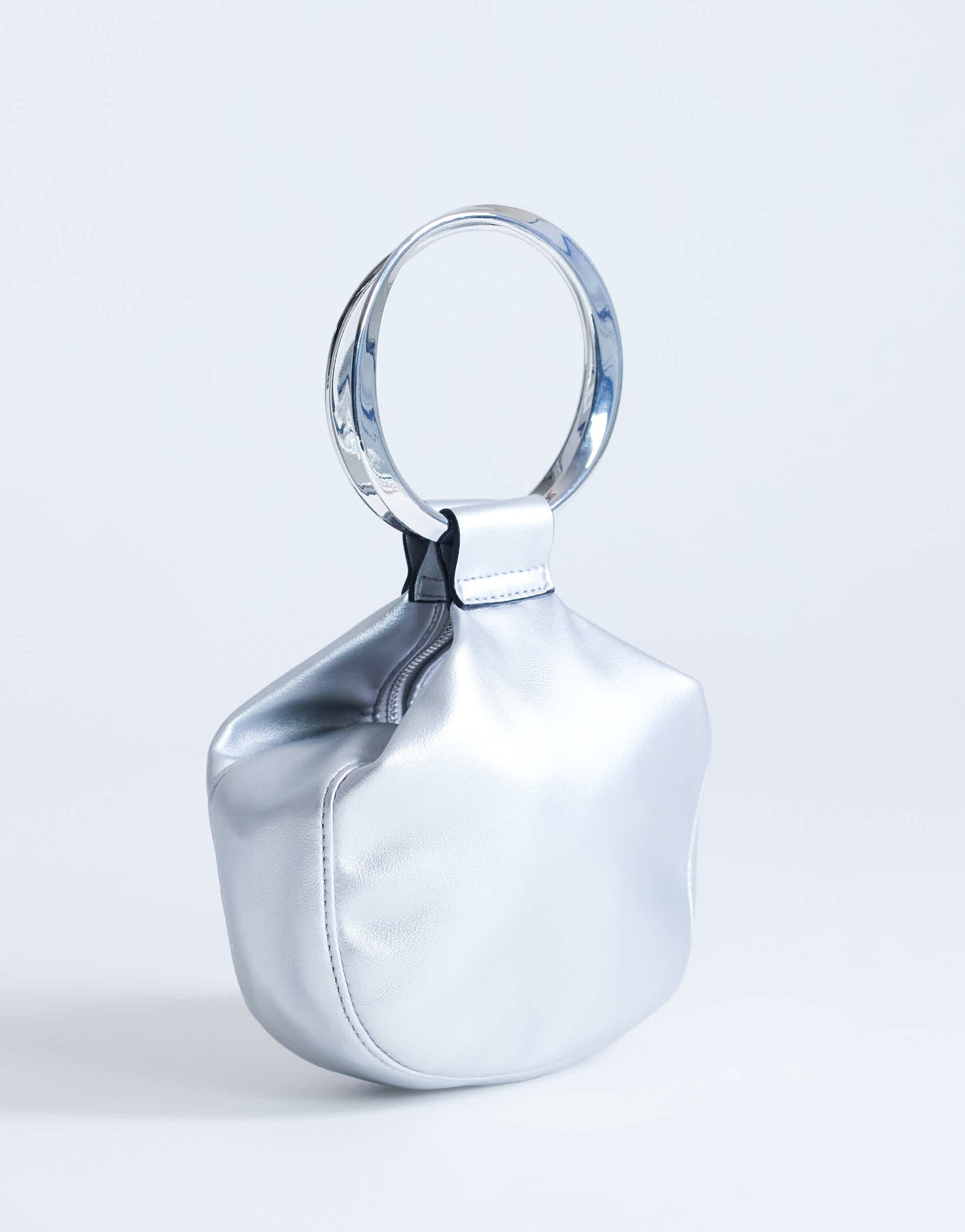 Topshop Cherry metal handle grab bag in silver