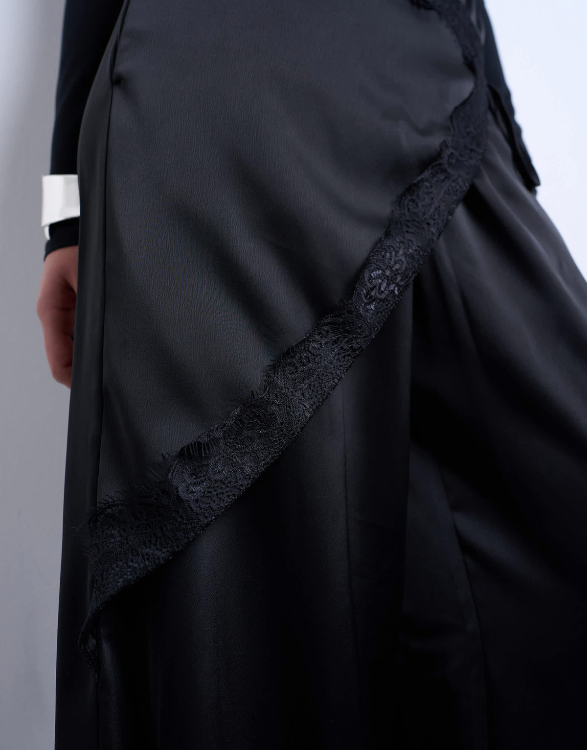Topshop satin wrap around with lace wide leg trouser in black
