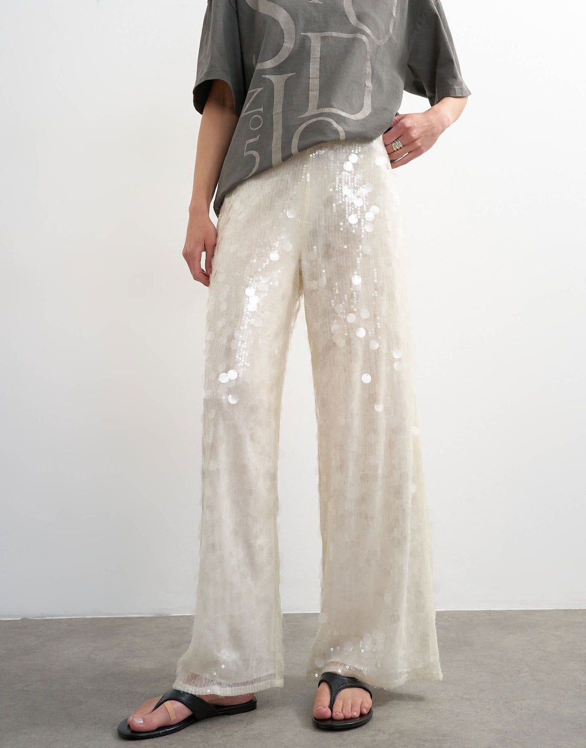 Topshop sequin tailored trouser in white