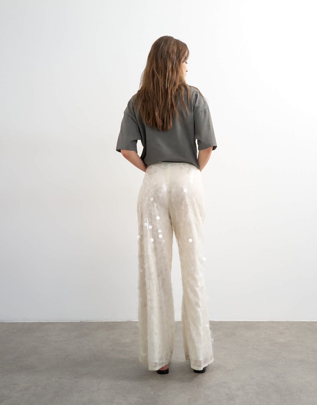 Topshop sequin tailored trouser in white