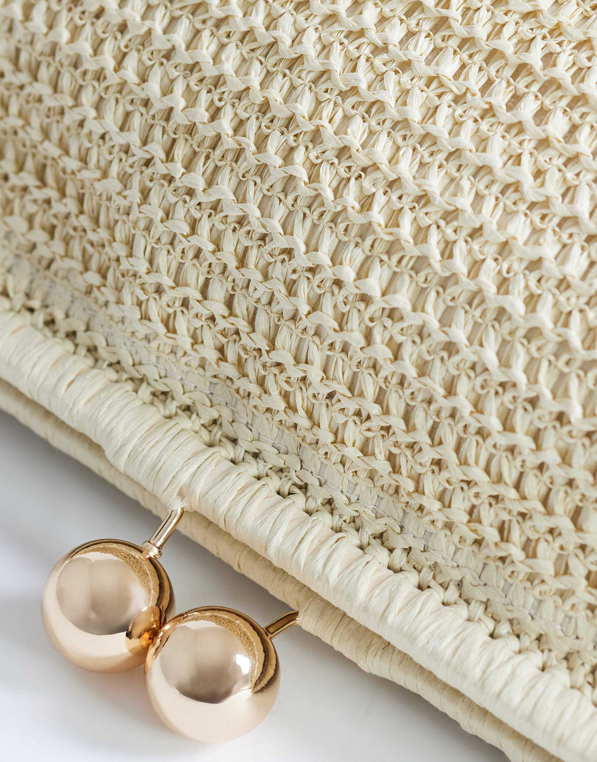 Topshop Abbie medium woven clutch bag in natural