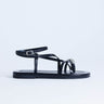 Sandales plates noires Topshop Sabrina à bout métallique