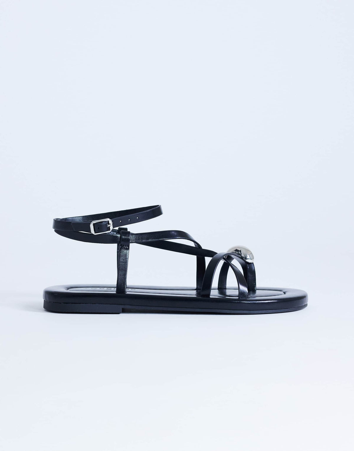 Topshop Sabrina metal toe flat sandal in black