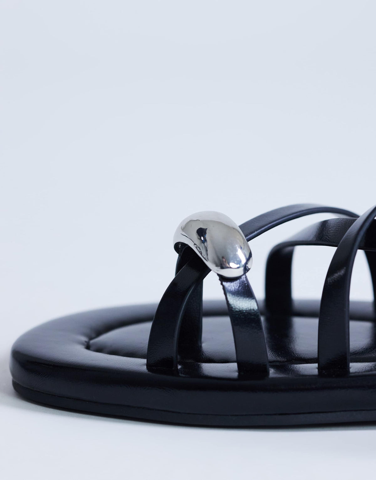 Topshop Sabrina metal toe flat sandal in black