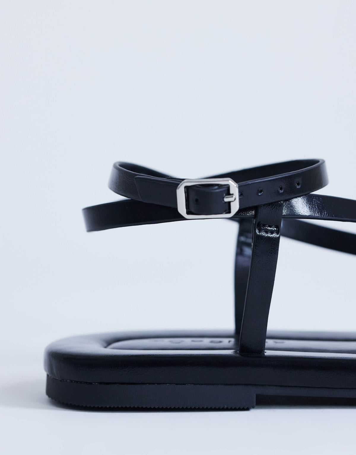 Topshop Sabrina metal toe flat sandal in black