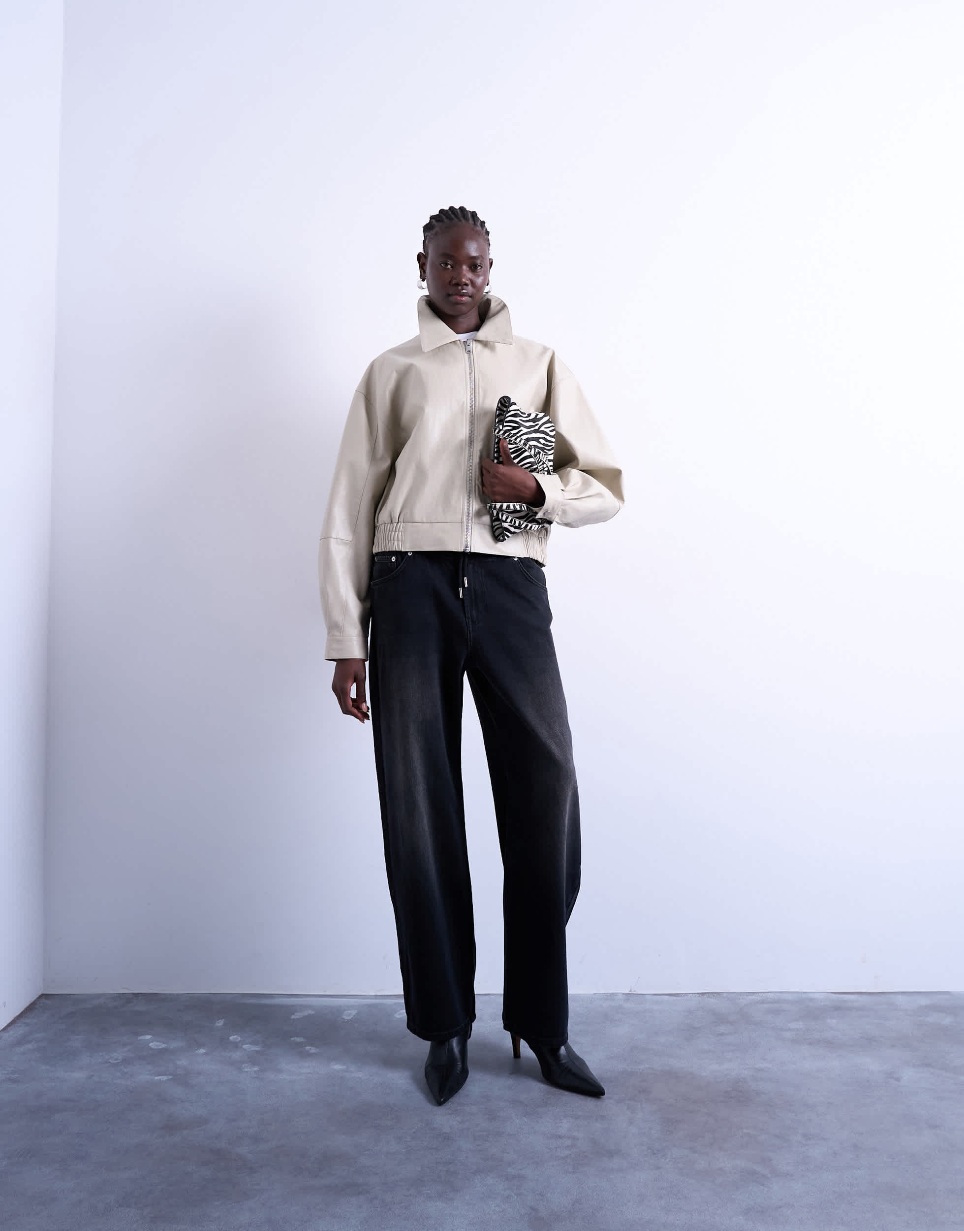 Jean jogging Topshop à cordon de serrage, noir délavé