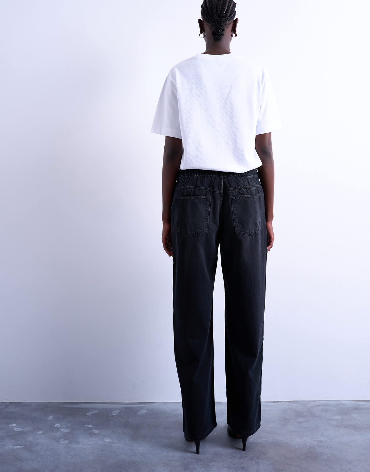 Topshop jogger jean with drawcord in washed black