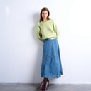 Topshop denim seamed circle skirt in mid blue
