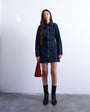 Topshop denim zip through long sleeve mini dress in indigo
