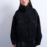 Topshop denim balloon sleeve oversized jacket in washed black