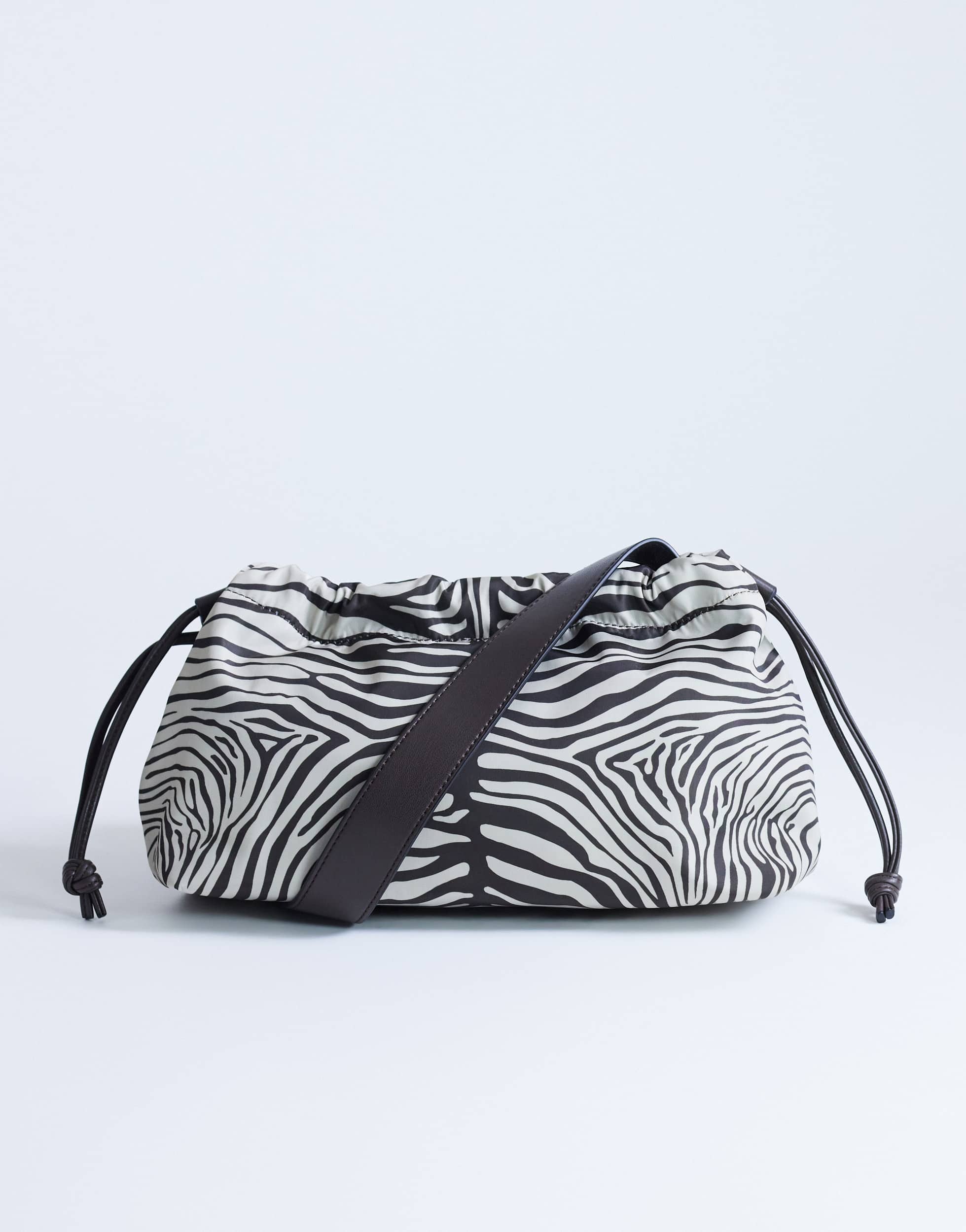 Topshop Charlie medium nylon cross body bag in zebra