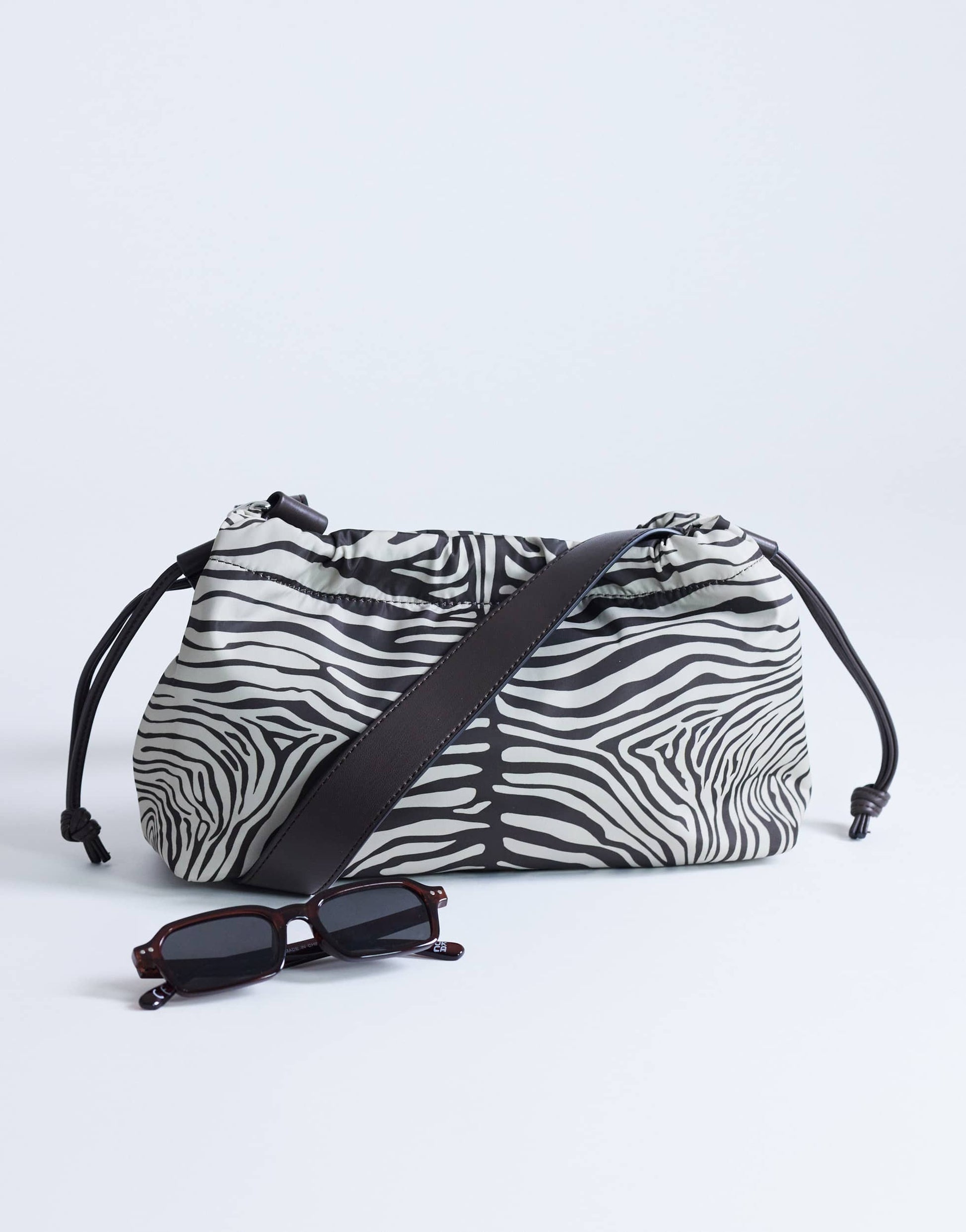 Topshop Charlie medium nylon cross body bag in zebra