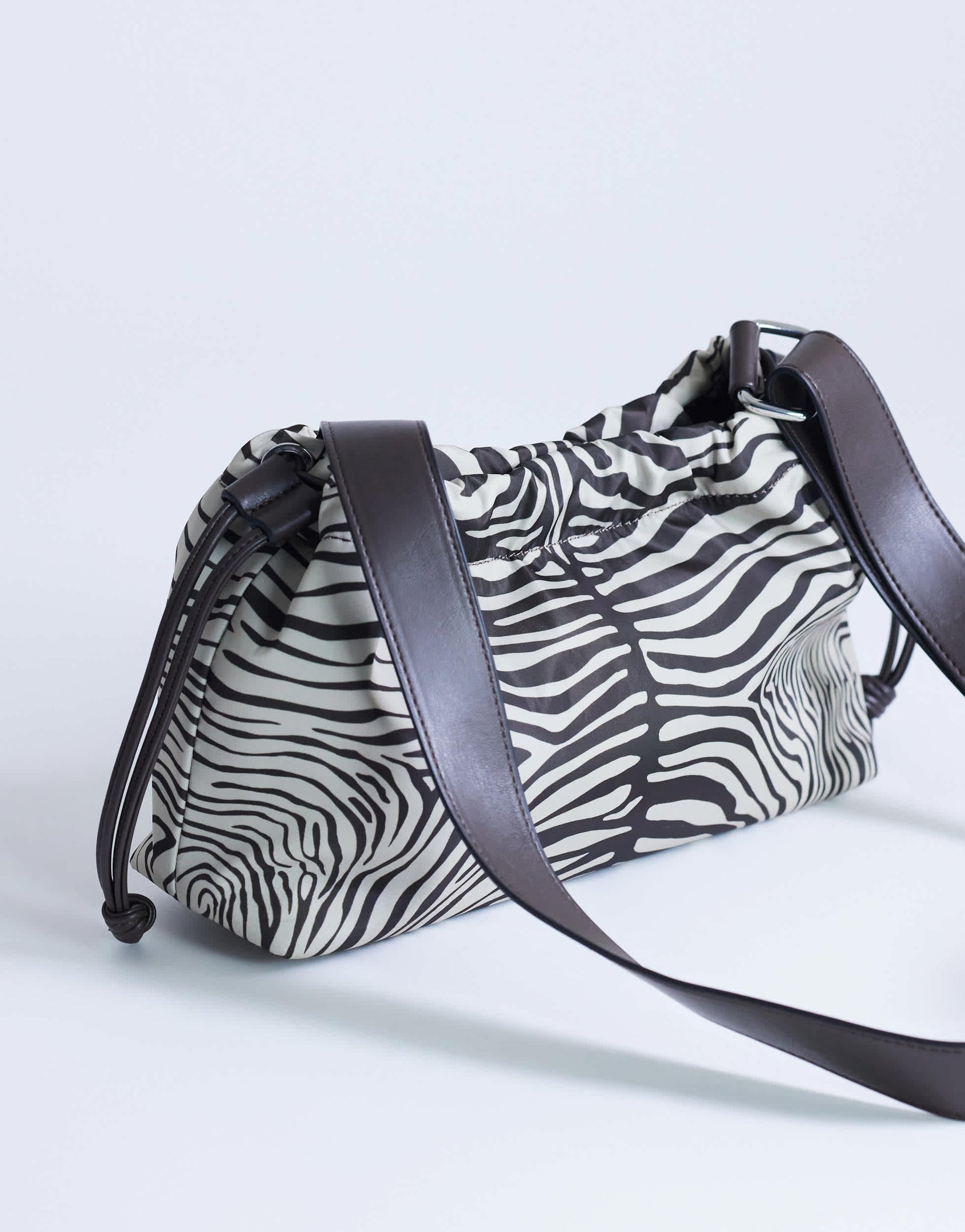 Topshop Charlie medium nylon cross body bag in zebra