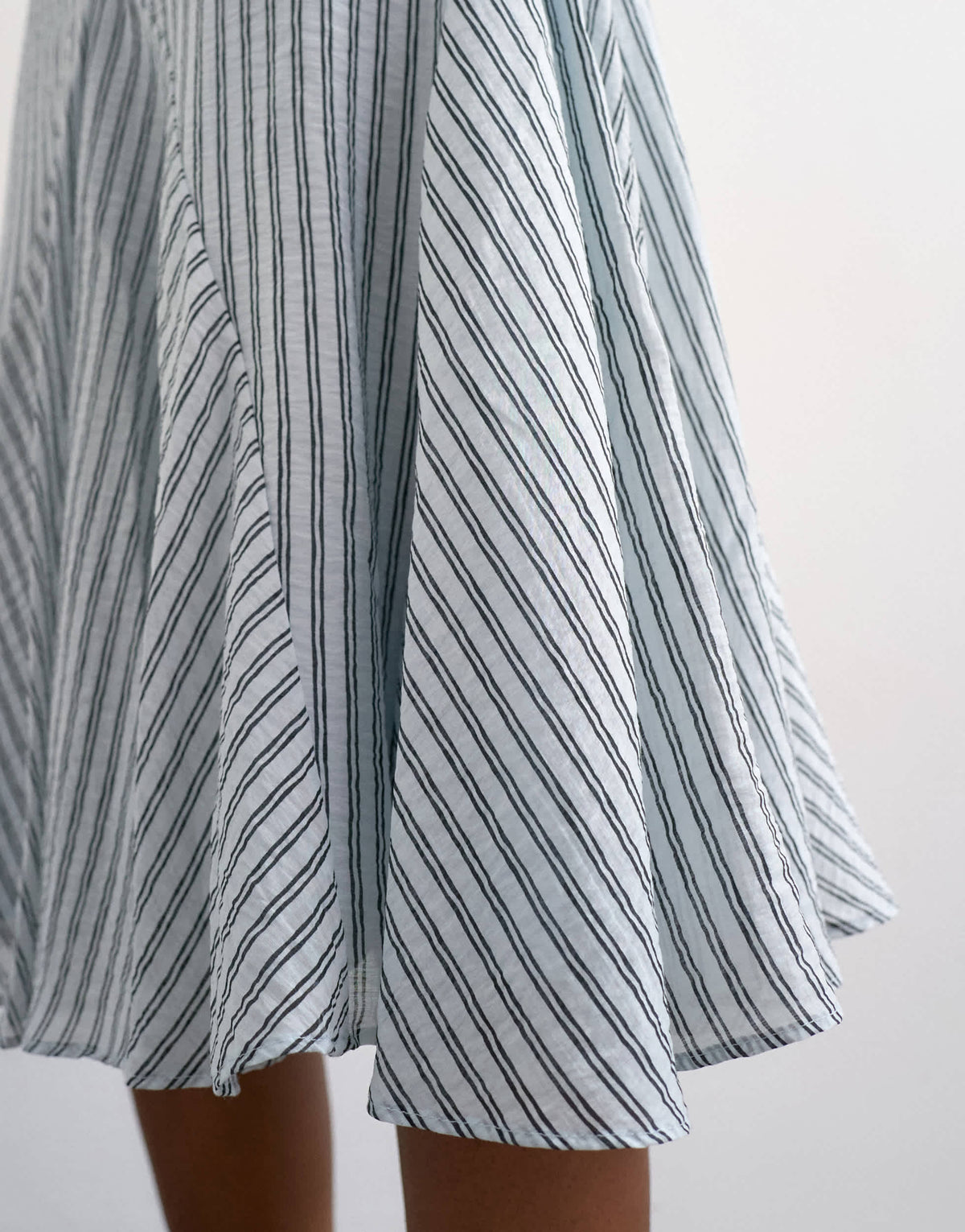 Topshop drop waist godet hem crinkle skirt in mono stripe