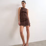 Mini robe droite Topshop en lin mélangé marron avec surpiqûres