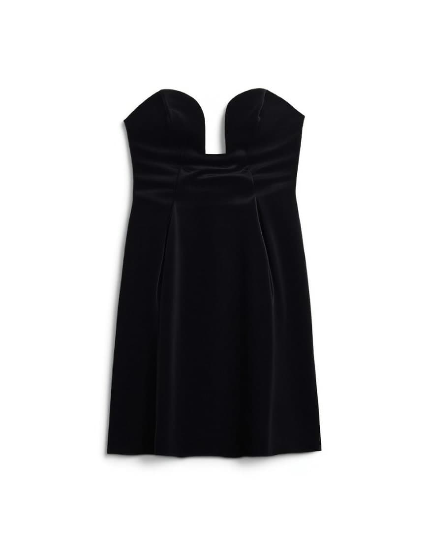 Topshop structured mini velvet dress in black