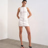 Mini-robe trapèze Topshop en lin mélangé écrue avec surpiqûres