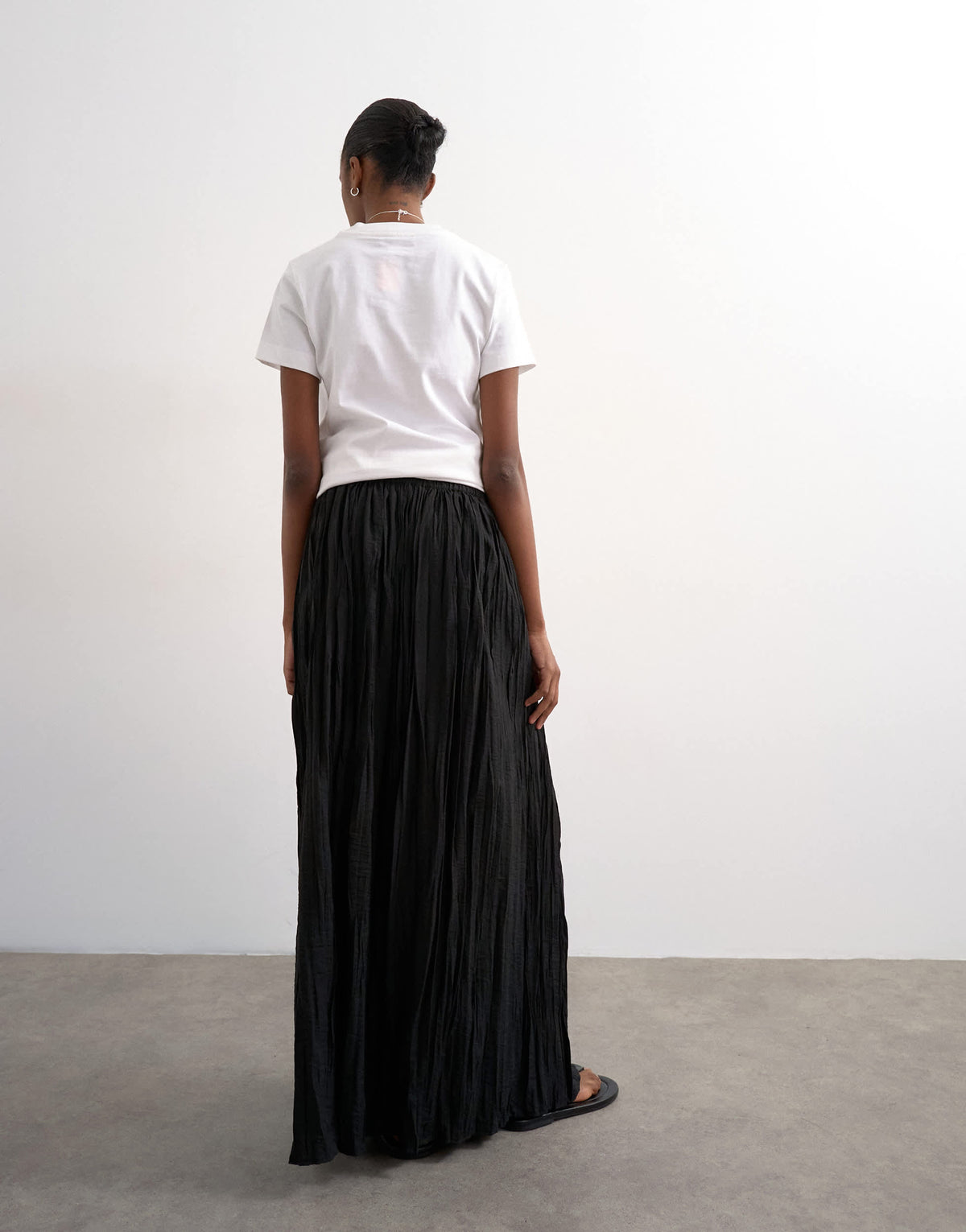 Topshop shirred waist crinkle full circle skirt in black